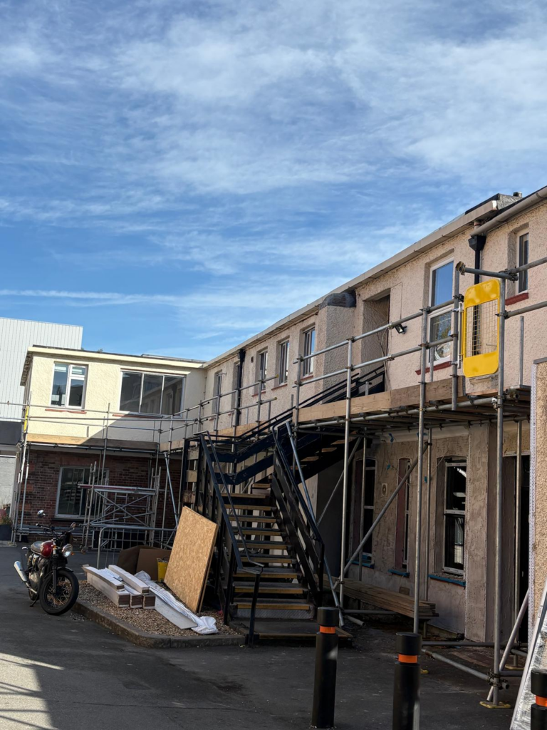 Scaffolding in Beaconsfield installed by Aron Scaffolding for refurbishment works at a property on Station Road.
